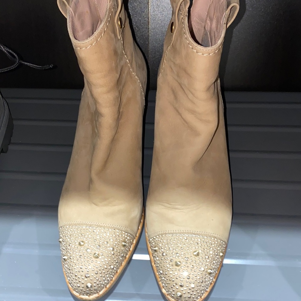 Stewart weitzman booties, leather inner and suede outer